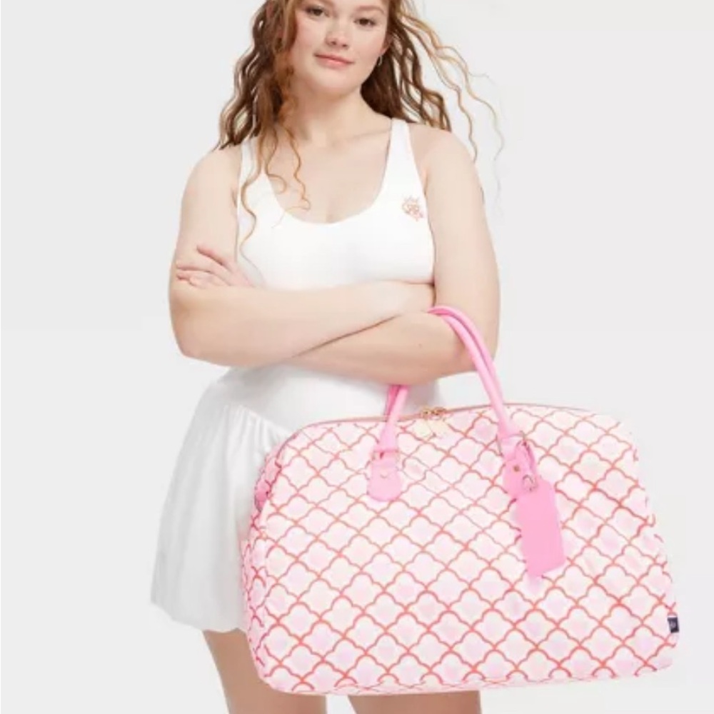 Roller Rabbit Pink and White Travel Bag